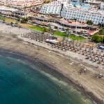 Aerial view of a sunny beach resort in Tenerife, Canary Islands