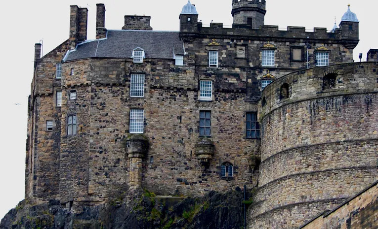 Edinburgh Castle standing on a rocky hill in Scotland