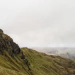 Misty mountain landscape in Snowdonia, North Wales