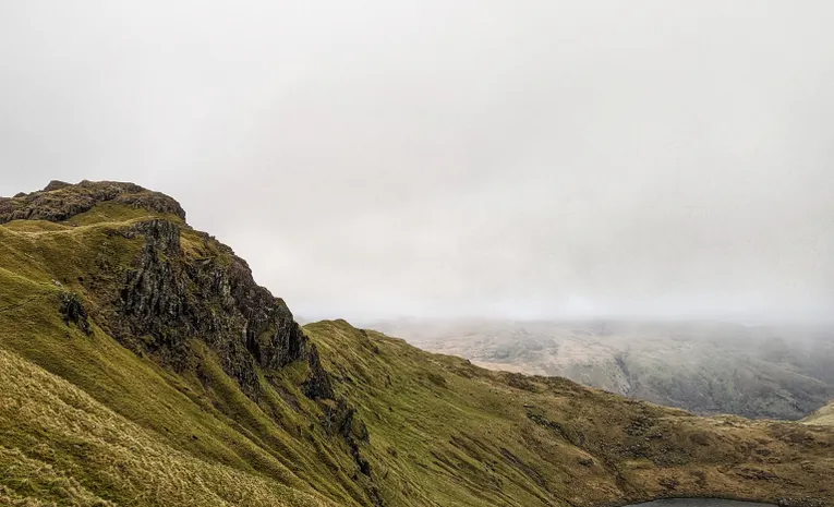 Misty mountain landscape in Snowdonia, North Wales