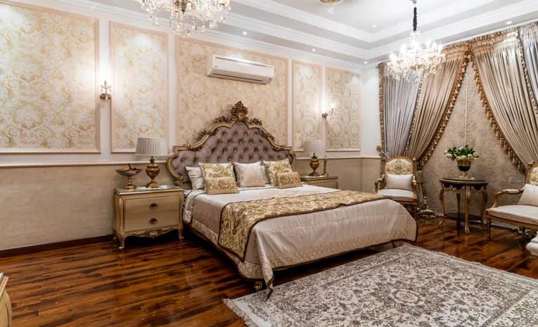 Decorated interior of a luxurious hotel suite